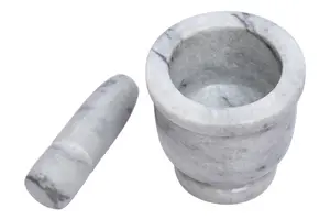 Interiors by Premier Large White Marble Large Mortar & Pestle