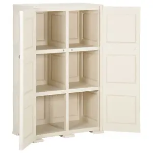 Berkfield Plastic Cabinet 79x43x125 cm Wood Design Cream