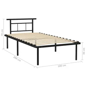 Berkfield Bed Frame Black Metal 100x200 cm