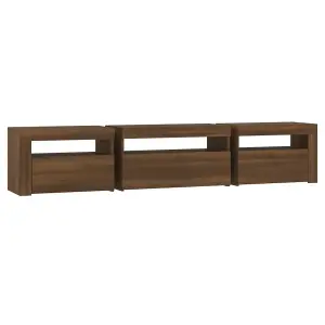 Berkfield TV Cabinet with LED Lights Brown Oak 195x35x40 cm