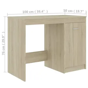 Berkfield Desk Sonoma Oak 100x50x76 cm Engineered Wood