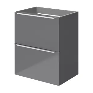 GoodHome Imandra Slimline Gloss Grey Wall-mounted Bathroom Cabinet (H) 600mm (W) 500mm