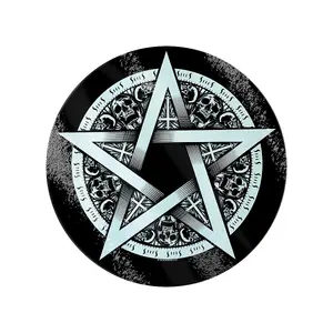 Grindstore Pentagram Star Circular Gl Chopping Board Black/White (One Size)