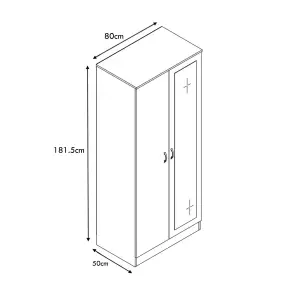 2 Door Mirrored White Gloss Double Wardrobe Scratch Resistant Bedroom Furniture