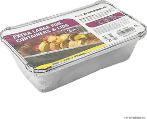 Pack Of 15 Rectangular Foil Containers With Lids Extra Large Foil Trays With Lids