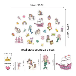 Walplus Magical Unicorns And Mermaids Window Cling