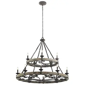 Elstead Taulbee 15 Light Chandelier Weathered Zinc