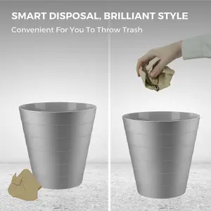 MantraRaj Plastic Waste Paper Bin 6L Round Waste Basket Trash Can Lightweight Rubbish Bin (Grey)