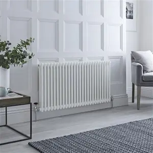 Traditional Column Radiators - Milano Windsor White Victorian Style Radiator - 600mm X 425mm Without Feet