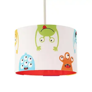 Funny Monsters Children's Lamp Shade with Red Inner and Multi Colour Monsters