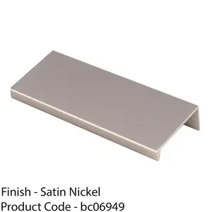 Square Edge Finger Pull Handle - Satin Nickel 100mm - Slim Cupboard Drawer