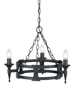 Elstead Saxon Chandelier 3 Light Black Finish, E14