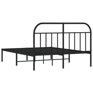 Berkfield Metal Bed Frame with Headboard Black 140x200 cm