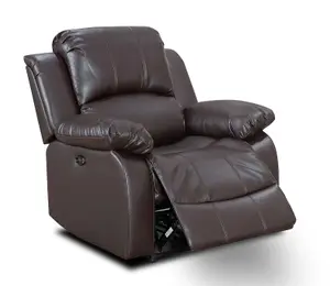 Electric Recliner Chair in Faux Leather Brown