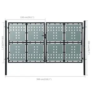 Crabtree Metal Door Fence Garden Mesh Gate with Lock Patio Fencing Terrace 300 x 200 cm