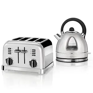 Cuisinart Style Frosted Pearl Traditional Kettle & 4 Sl Toaster Breakfast Set