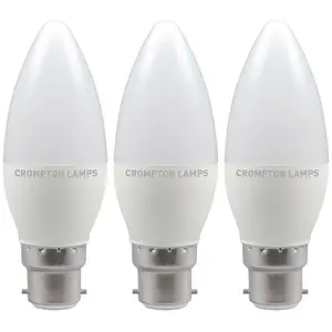 Crompton Lamps LED Candle 5W B22 Dimmable Cool White Opal (40W Eqv) (3 Pack)