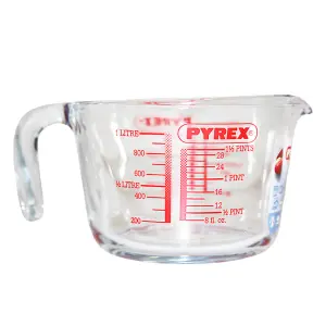 Pyrex Clic Measuring Jug Clear/Red (1L)