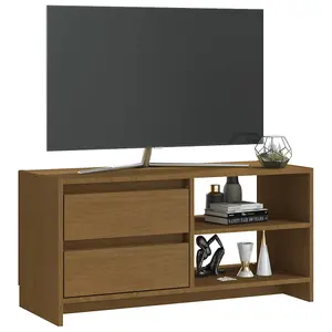 Berkfield TV Cabinet Honey Brown 80x31x39 cm Solid Pinewood