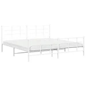 Berkfield Metal Bed Frame without Mattress with Footboard White 193x203cm