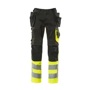 Mascot Safe Supreme Trousers with Holster Pockets (Black/Hi-Vis Yellow)  (52.5) (Leg Length - Regular)