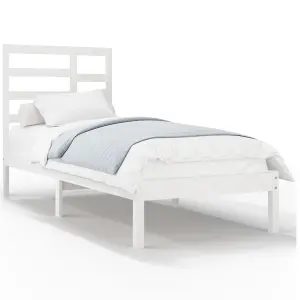 Berkfield Bed Frame White Solid Wood 90x200 cm