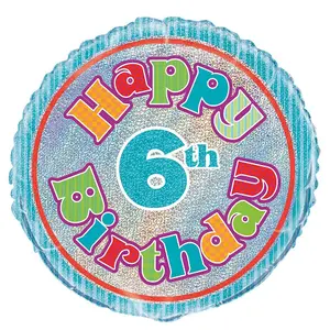 Unique Party Prism 6th Birthday Foil Balloon Multicoloured (One Size)