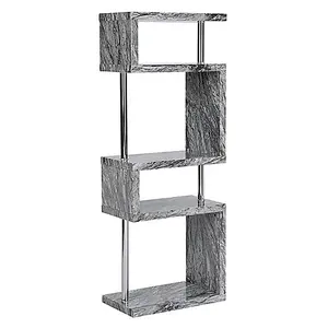 Miami High Gloss Grey Shelving Unit In Melange Marble Effect