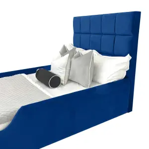 Carter Kids Bed Plush Velvet with Safety Siderails- Blue