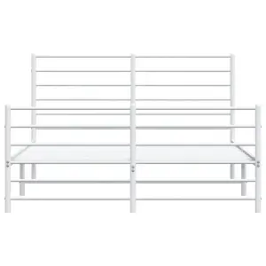 Berkfield Metal Bed Frame with Headboard and Footboard White 120x190 cm 4FT Small Double