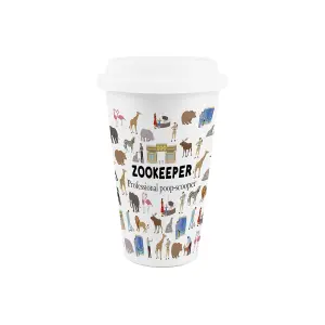 Zookeeper Ceramic Travel Mug - Humorous Zoo Worker Animal Gifts/Presents - Double-Walled Insulated Hot/Cold Drinks Flask Cup