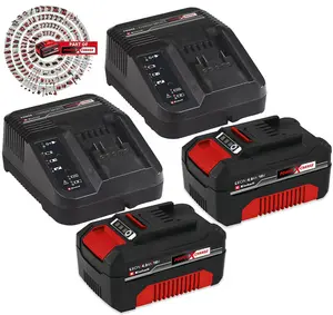 Einhell 18v / 36v Power X-Change Kit - 2x 4.0Ah Battery + 2x 3ah Fast Charger