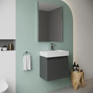 Wall Hung Vanity Basin Unit & Slimline Polymarble Basin - 500mm - Gloss Grey