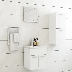 Berkfield Bathroom Furniture Set High Gloss White Engineered Wood