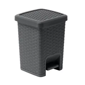 ADDIS Faux Rattan Bathroom Pedal Bin- Charcoal 518144B&Q