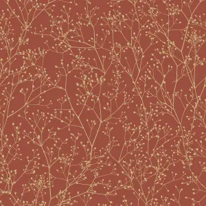 Clarissa Hulse Gypsophila Paprika & Gold effect Smooth Wallpaper