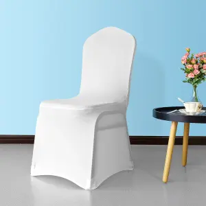 Polyester Spandex Chair Cover Stretchy Washable & Removable Chair Slipcover, White, 1pc