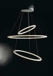 Luminosa BRYANT LED 3 Ring Pendant Ceiling Light White 6840lm 3000K 80x2+40x2cm