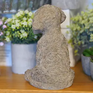 Cockapoo Puppy Dog in Natural Brown Finish Indoor Resin Garden Decoration Ornament Statue Sculpture