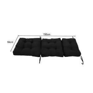 Outdoor Black Garden Sofa Cushion Chair Lounger Cushions With Ties Seat Pads for Outdoors