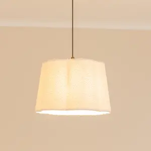 ValueLights Amy Cream Boucle Scallop Shape Ceiling Floor Table Lamp Shade with LED Bulb