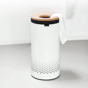 Brabantia Cork Lid Laundry Bin 60 Litre White