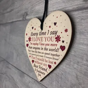 Red Ocean Soulmate Anniversary Gift Handmade Wooden Heart Plaque Valentines Birthday Gift For Him For Her