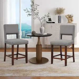 Costway Set of 2 Bar Stools Linen Counter Height Chair Upholstered Kitchen Island Stool