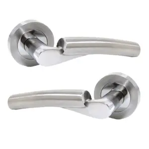 Verona Door Handles Latch Lever on Rose Duo - Chrome Satin 120mm