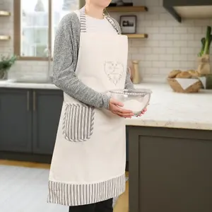 Vintage Style Heart Print White Adult Cooking Kitchen Apron