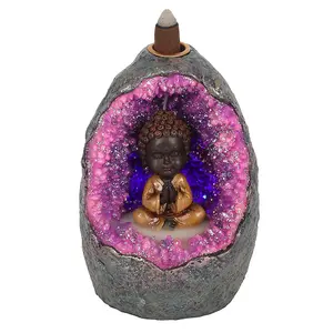 Something Different Buddha Cave Backflow Incense Burner Grey/Purple (One Size)