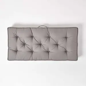 Homescapes Charcoal Grey Cotton 2 Seater Booster Cushion