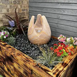 Sandstone Tulip 50cm Natural Stone Solar Water Feature