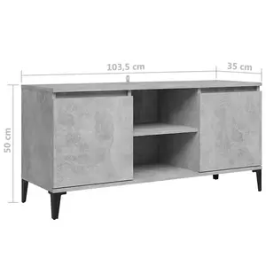 Berkfield TV Cabinet with Metal Legs Concrete Grey 103.5x35x50 cm